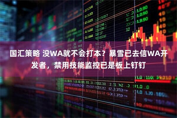 国汇策略 没WA就不会打本？暴雪已去信WA开发者，禁用技能监控已是板上钉钉